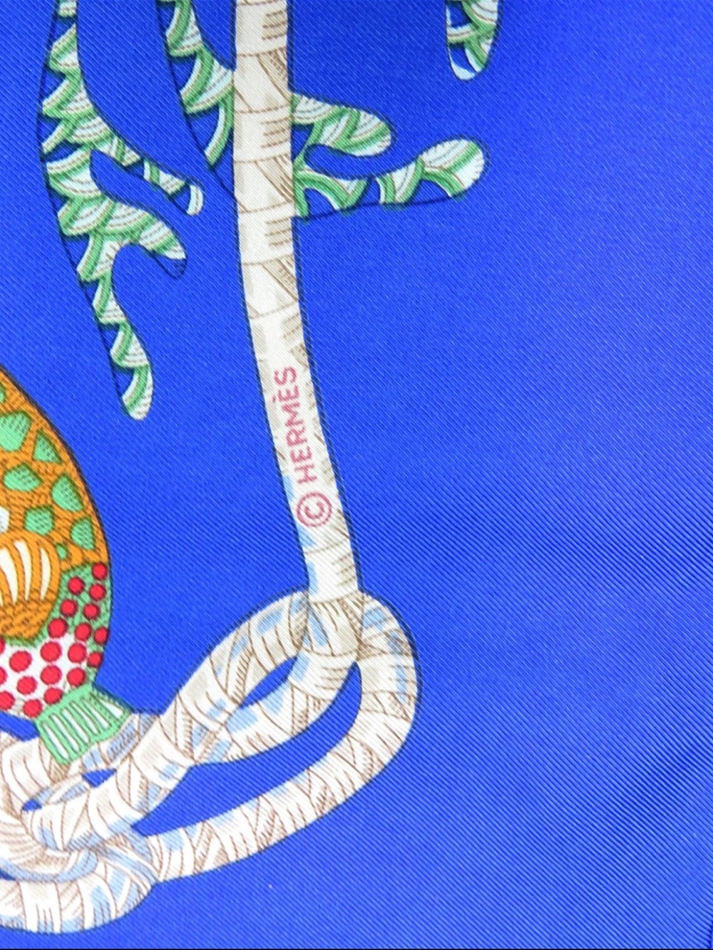 Hermes Blue Multicolor Fish Print Silk Scarf - Picture 10 of 13